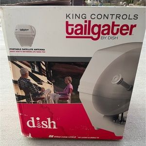 King controls, tailgater, portable satellite TV antenna by dish